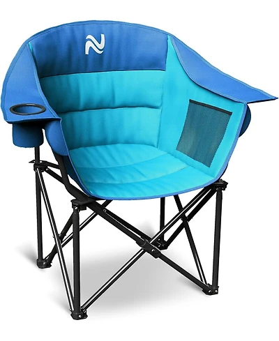 Mooncool Padded Camping Chair Portable Heavy Duty Arm Chairs with Side Pockets Cup Holder