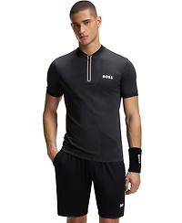 Boss by Hugo Men's Moisture Management Zip-Neck Slim-Fit Polo Shirt