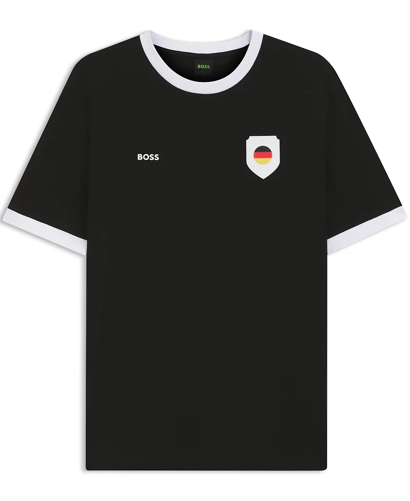 Boss by Hugo Men's Stretch-Cotton Germany Country Flag Logo T-Shirt