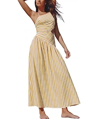 Cupshe Women's Good as Gold Striped Maxi Beach Dress
