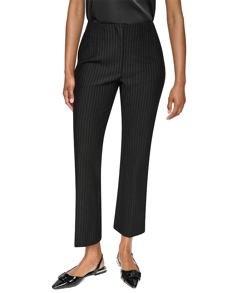 Dkny Petite Pinstripe Ponte High-Rise Front-Zip Pants