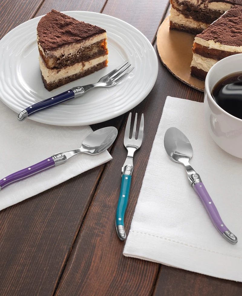 French Home Plum Rose Laguiole 8-Piece Dessert Spoons and Fork Set