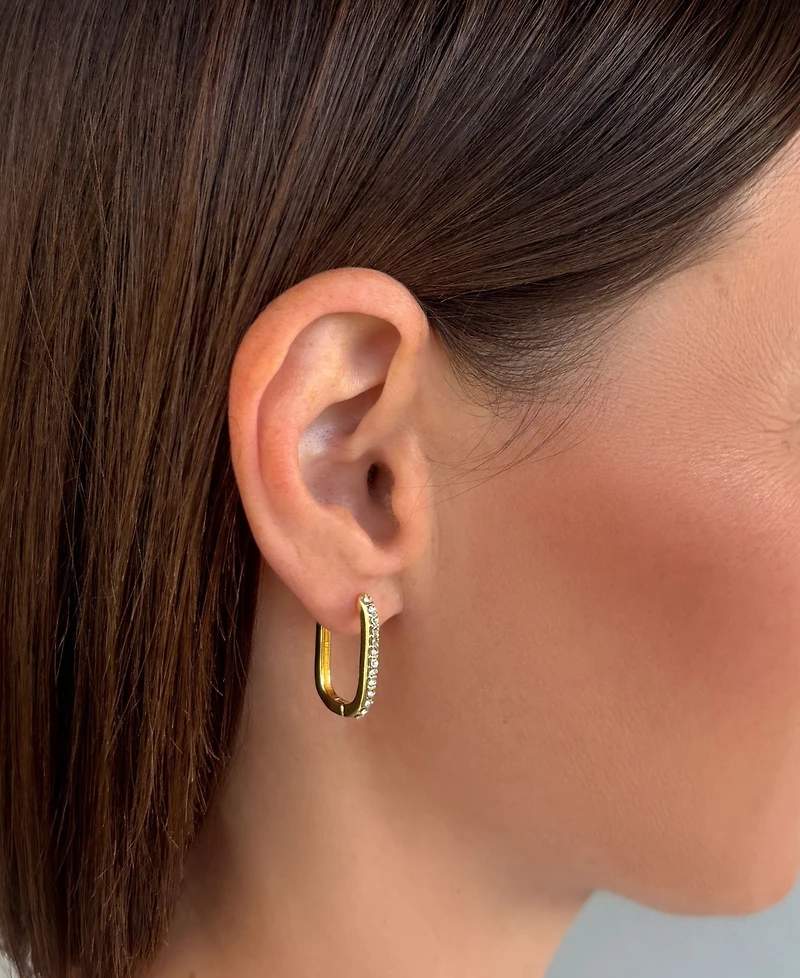 Adornia Gold Set of 3 Rectangle Hoop Earrings