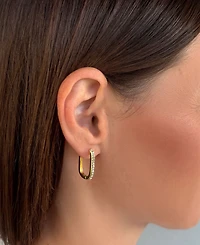 Adornia Gold Set of 3 Rectangle Hoop Earrings