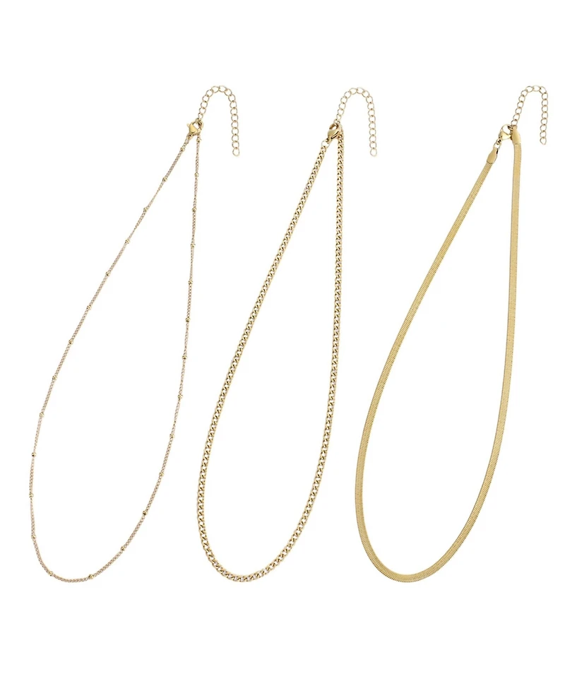 Adornia Tarnish Resistant Gold Set of 3 Chain Necklace