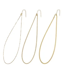 Adornia Tarnish Resistant Gold Set of 3 Chain Necklace
