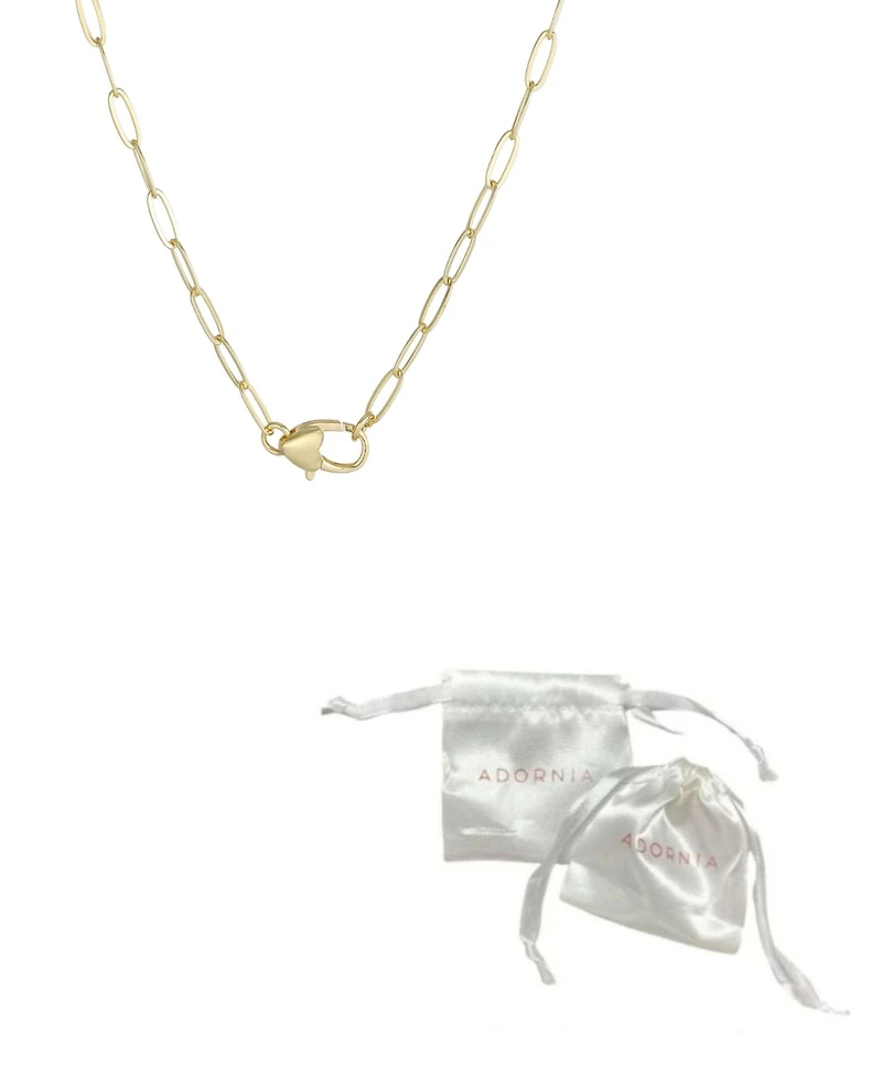 Adornia Gold Heart Lock Paperclip Chain Necklace