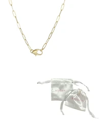 Adornia Gold Heart Lock Paperclip Chain Necklace