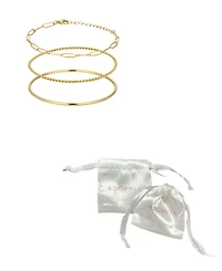 Adornia Tarnish Resistant Gold Set of 2 Bangles and Paperclip Chain Bracelets