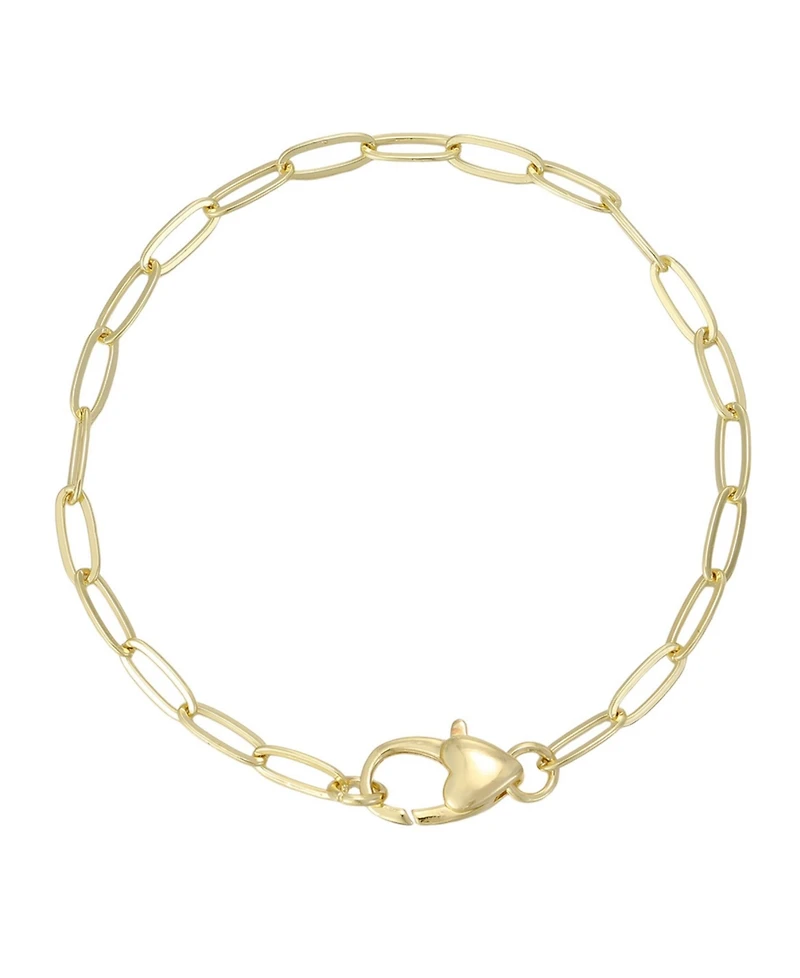Adornia Gold Heart Lock Paperclip Chain Bracelet
