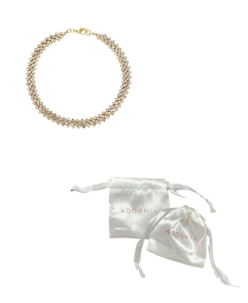 Adornia Gold Edgy Curb Crystal Chain Anklet