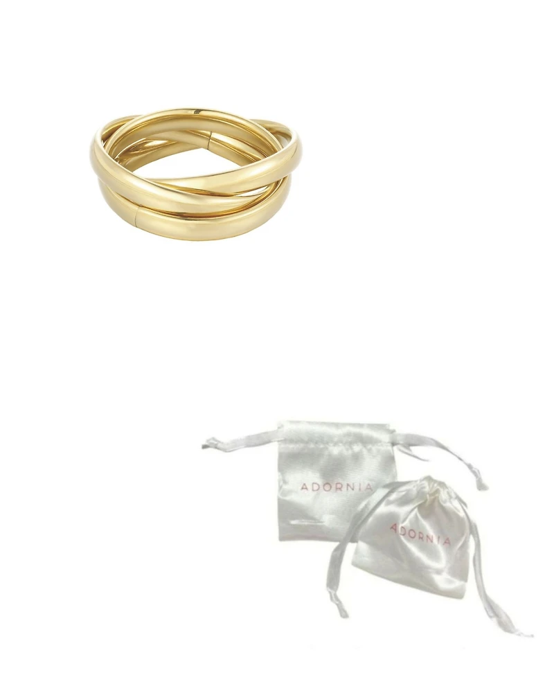 Adornia Tarnish Resistant Gold Rolling 3-Band Ring Set