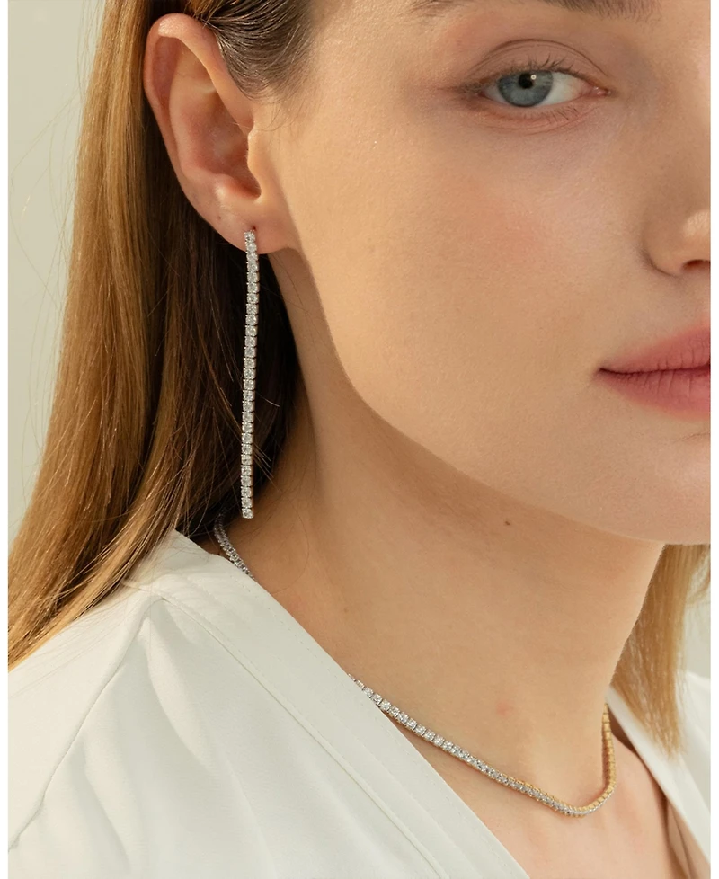 Sterling Silver 18k Gold Plated Cherie Drop Tennis Earrings