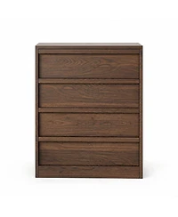 homfan 4-Drawer Walnut Nightstand for Bedroom, Wooden Small Bedside Cabinet with Anti-Tip, Modern End Table for Living Room