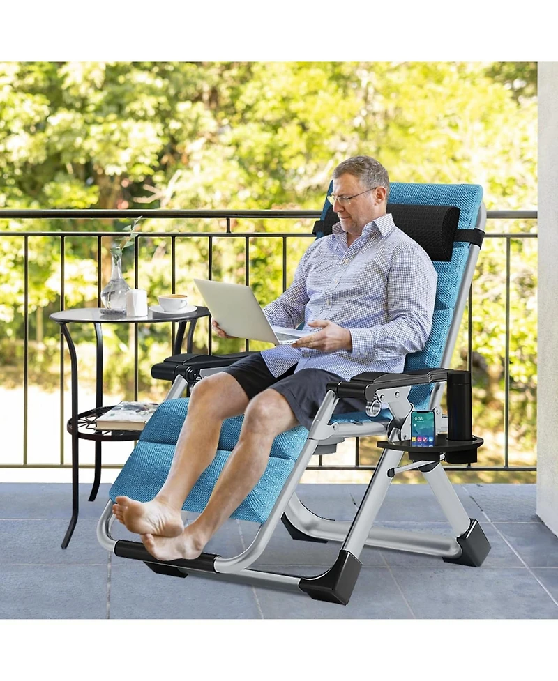 Mooncool Zero Gravity Chair Reclining Lounge with Removable Cushion and Tray for Indoor Outdoor