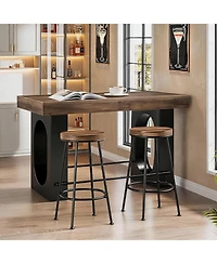 Tribesigns 63" Bar Table: Industrial counter height pub table with footrest. Coffee bar unit for kitchen, bistro, dining room.