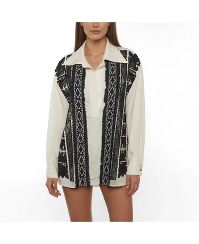 Pre-Owned Chloe Women's Embroidered Panel Crepe Blouse
