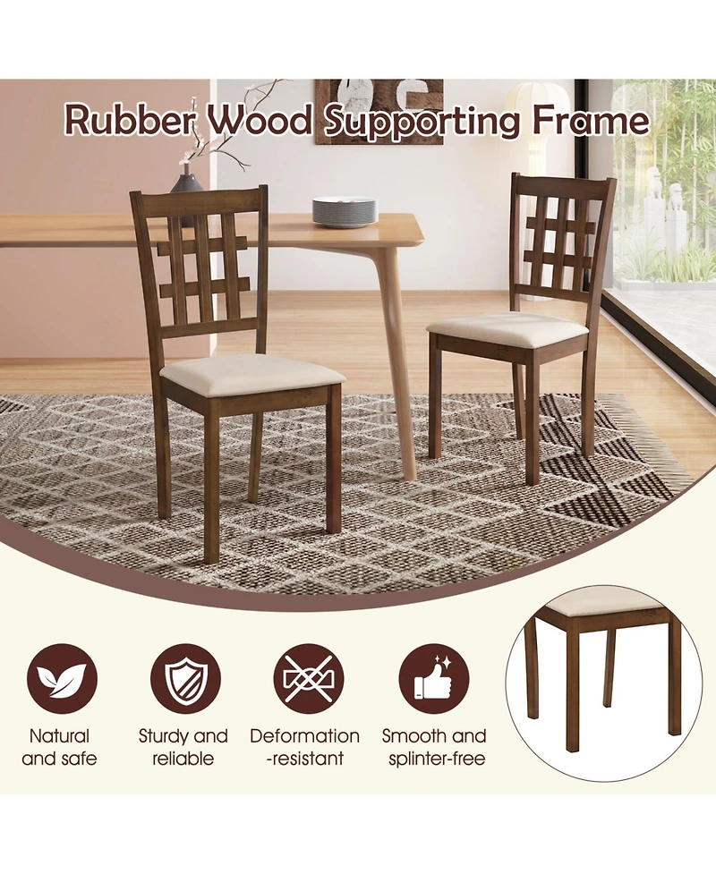 Slickblue Set of 2 Wood Kitchen Chairs with Faux Leather Upholstered Seats