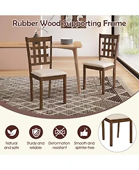 Slickblue Set of 2 Wood Kitchen Chairs with Faux Leather Upholstered Seats
