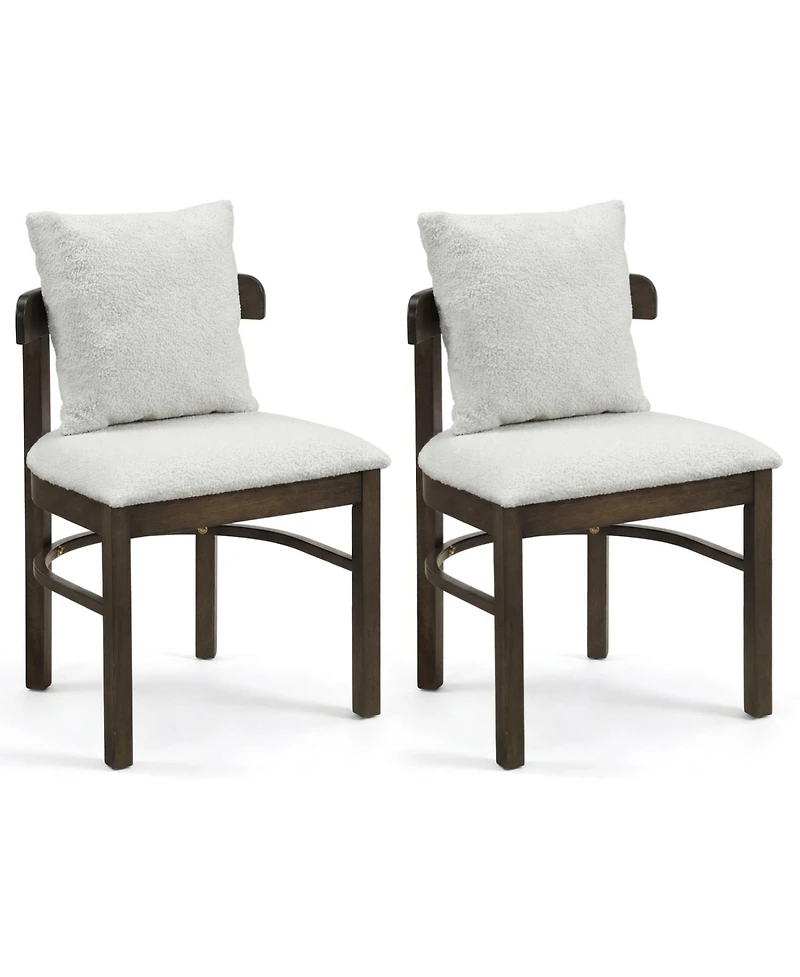 Slickblue Set of 2 Wood Dining Chairs Fabric Upholstered with Removable Cushion