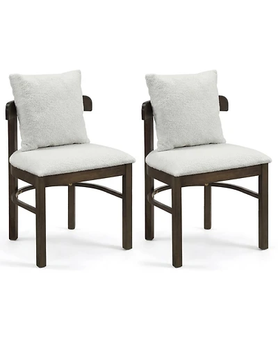 Slickblue Set of 2 Wood Dining Chairs Fabric Upholstered with Removable Cushion