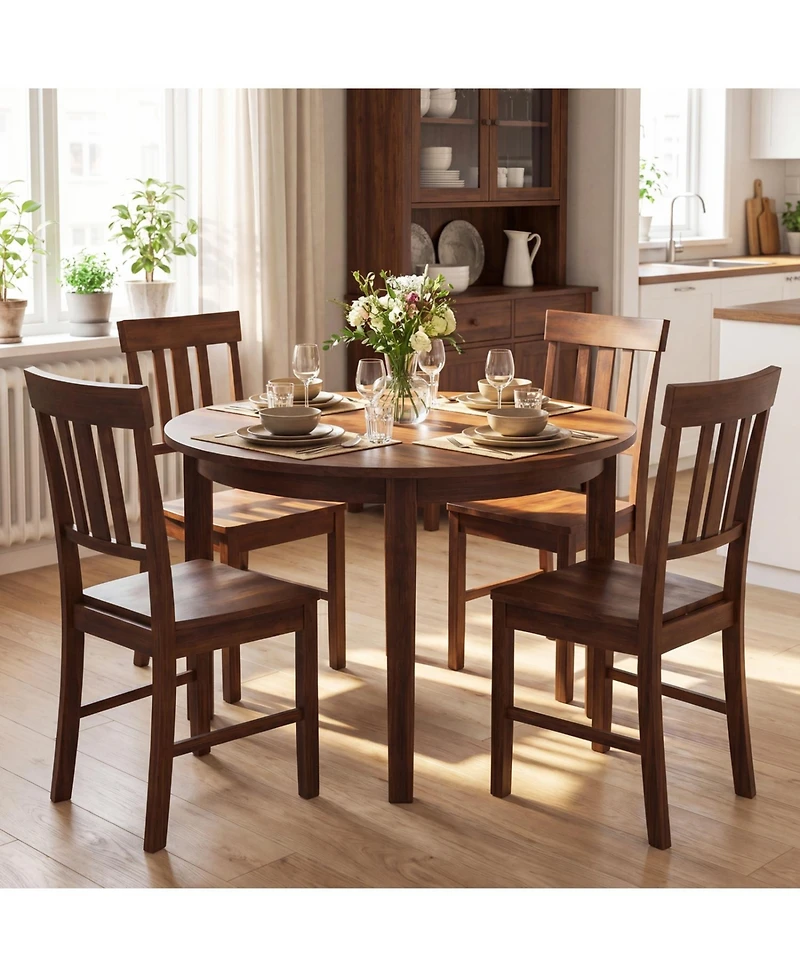 Slickblue Set of 2 Rubber Wood Dining Chairs with High Slat Back Design