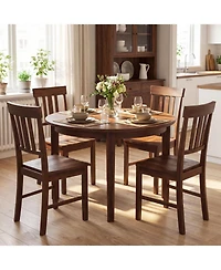 Slickblue Set of 2 Rubber Wood Dining Chairs with High Slat Back Design