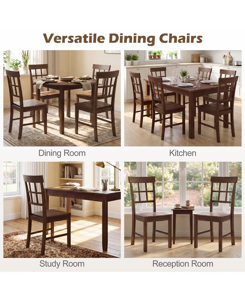 Slickblue Solid Rubber Wood Dining Chair Set of 2 with High Back Design