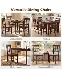 Slickblue Solid Rubber Wood Dining Chair Set of 2 with High Back Design