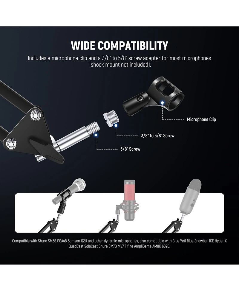 Neewer MS006 Microphone with 3.3 lbs for Blue Yeti Snowball HyperX QuadCast SoloCast Shure
