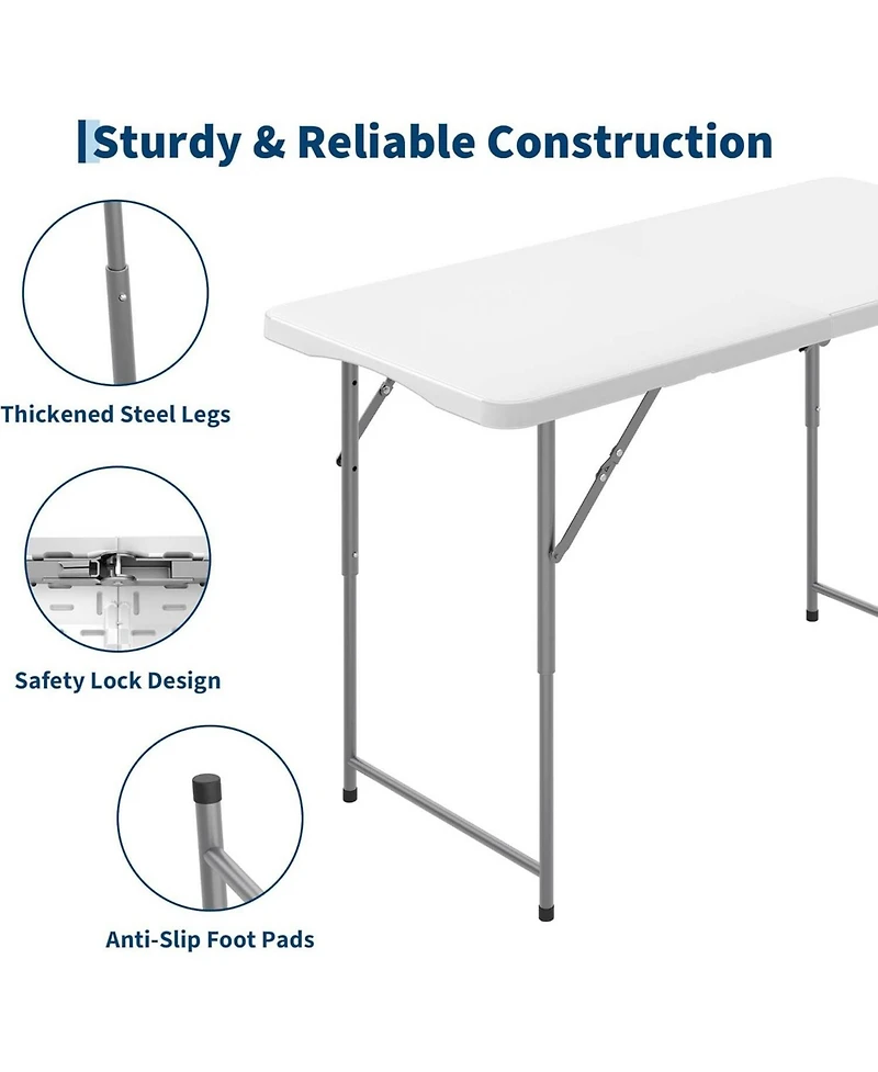 gaomon 4feet Outdoor Portable Hdpe Folding Table with Carrying Handle for Picnic Camping Party Indoor and Outdoor Use
