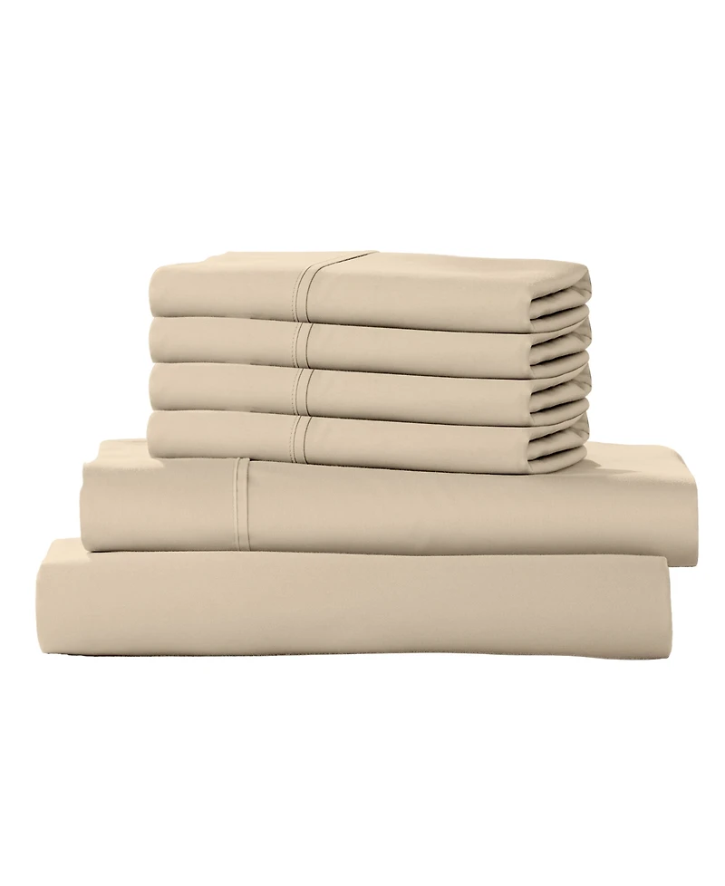 Color Sense 1200-Thread Count Cotton Blend 6-Piece Sheet Set, California King