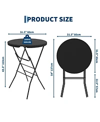 gaomon 2 pieces 32" Outdoor Hdpe Round Folding Cocktail Table, Bar Table for Patio Backyard Indoor and Events