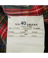 Pre-Owned Dolce & Gabbana Plaid Cotton Pearl Snap Button Detail Sleeveless Shirt