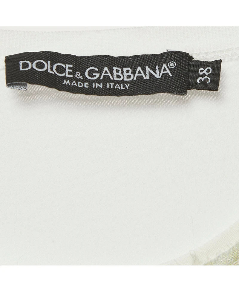 Pre-Owned Dolce & Gabbana Women's Madonna Print Jersey and Satin T-Shirt