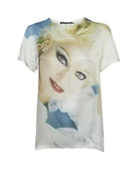 Pre-Owned Dolce & Gabbana Women's Madonna Print Jersey and Satin T-Shirt