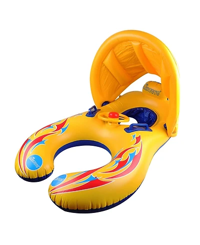 Aofar Inflatable Double Person Float Seat With Sun Shade Pool Ring