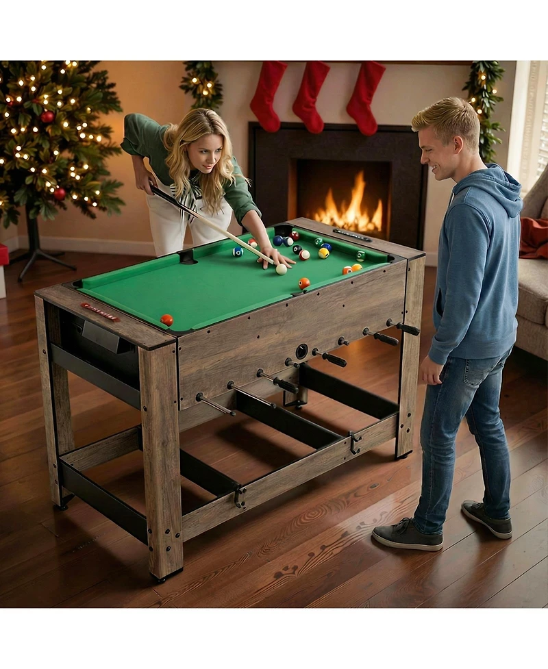 Slickblue Indoor Game Table 2-in-1 Foosball and Pool Combo for Family Play
