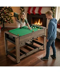 Slickblue Indoor Game Table 2-in-1 Foosball and Pool Combo for Family Play