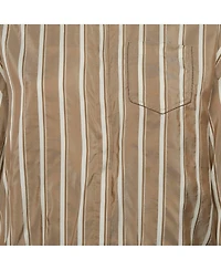 Pre-Owned Brunello Cucinelli Women's Striped Silk Monili-Trim Drawstring Blouse