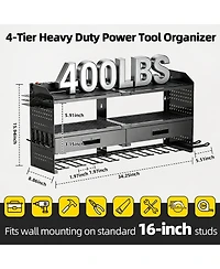 Xdovet Power Tool Organizer Wall Mount 4 Layer Drill Holder