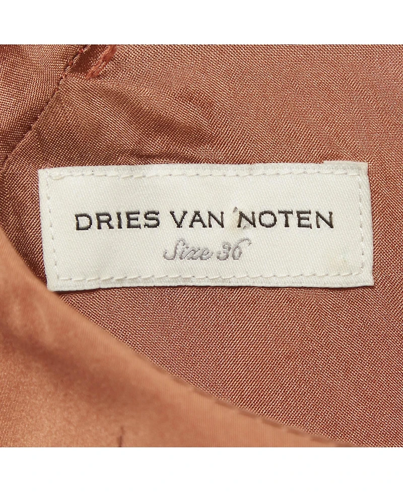 Pre-Owned Dries Van Noten Women's Ruched-Sleeve Silk-Blend Top