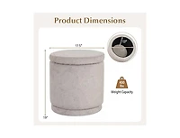 Slickblue Round Foot Stool Ottoman with Storage Space, Removable Lid and Wood Frame