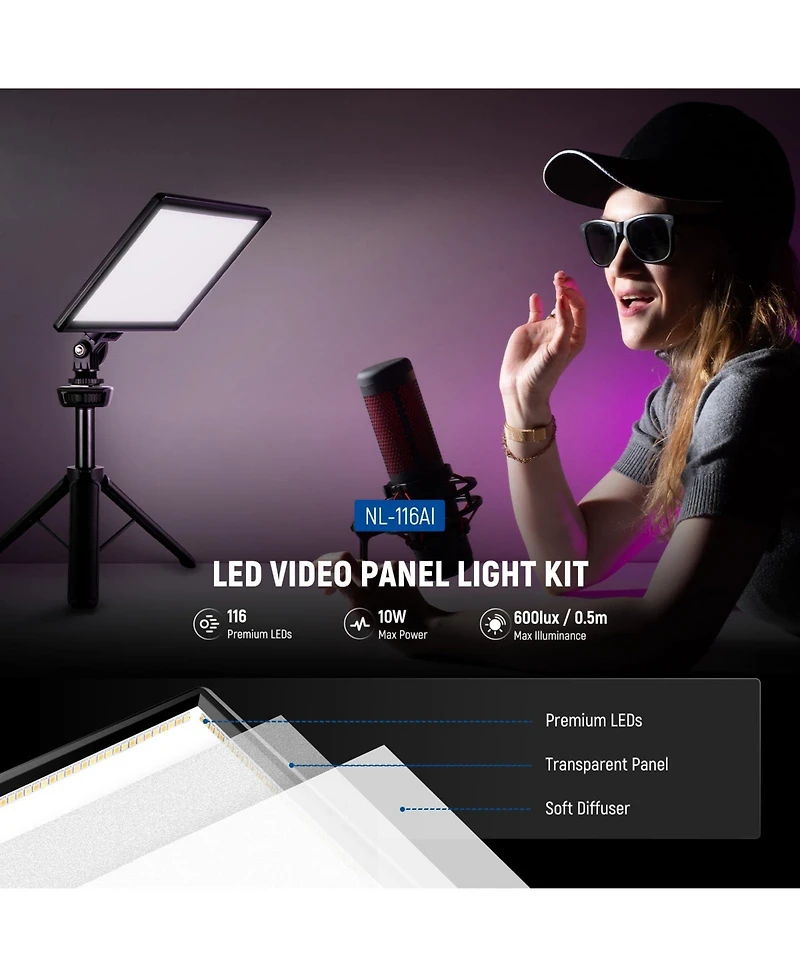 Neewer Nl-116AI Led Video Light with 3200K5600K, CRI95, Type C
