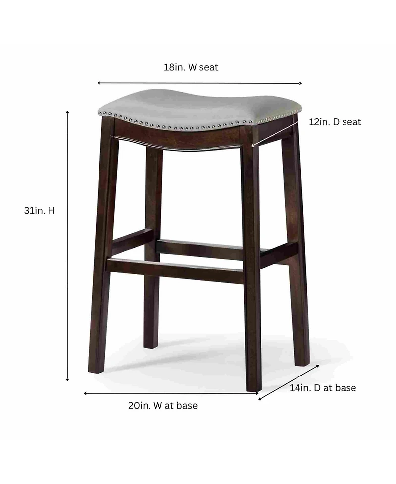 Clihome 31 Inch High Bar Stool - Solid Wood Frame with Pu Leather Seat Barstool