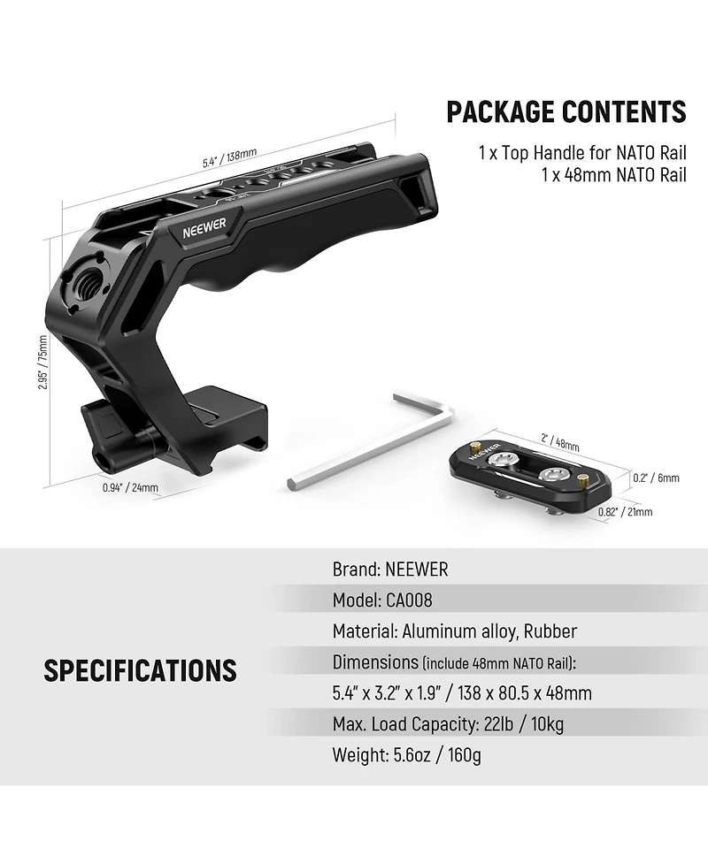 Neewer CA008 Camera Mounting Accessory for SmallRig Camera Cage Video Rig