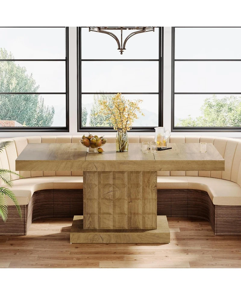 Tribesigns 63 inch Dining Table for 4-6, Farmhouse Wooden Rectangular Dinner Table