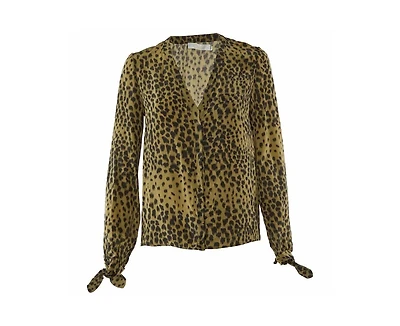 Pre-Owned Chloe Women's Animal Print Silk Tie-Cuff Blouse
