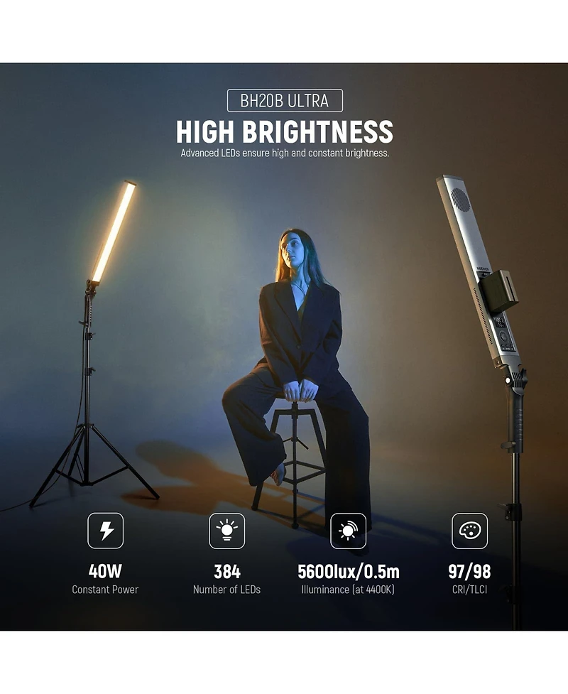 Neewer BH20B Led Video Light with 40W, 3200K-5600K, CRI97
