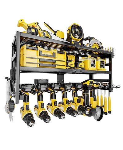Xdovet Power Tool Organizer Wall Mount 3 Layer 9 Drill Holder Garage Workshop